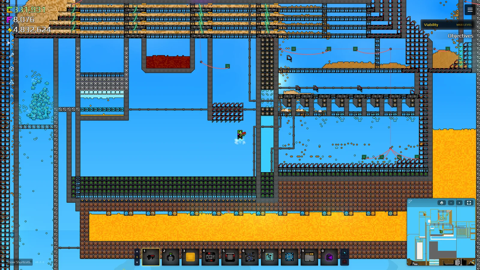 Official Sandustry promotional screenshot showing a large connected production complex across several levels.