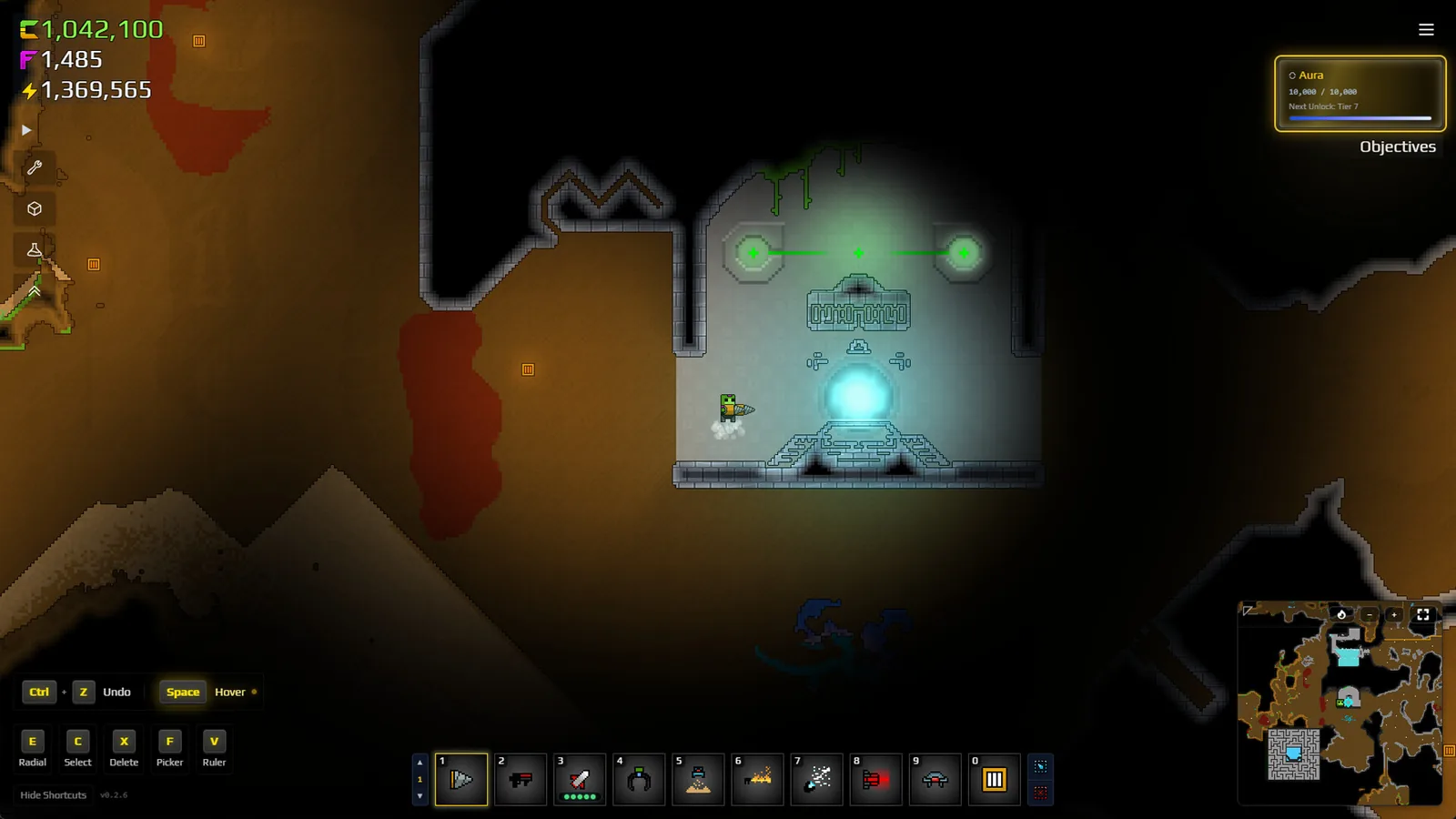 Official Sandustry promotional screenshot showing an explorer near a large underground structure.