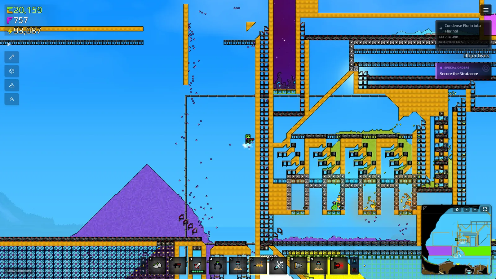 Official Sandustry promotional screenshot showing dense processing machinery and routed material streams.